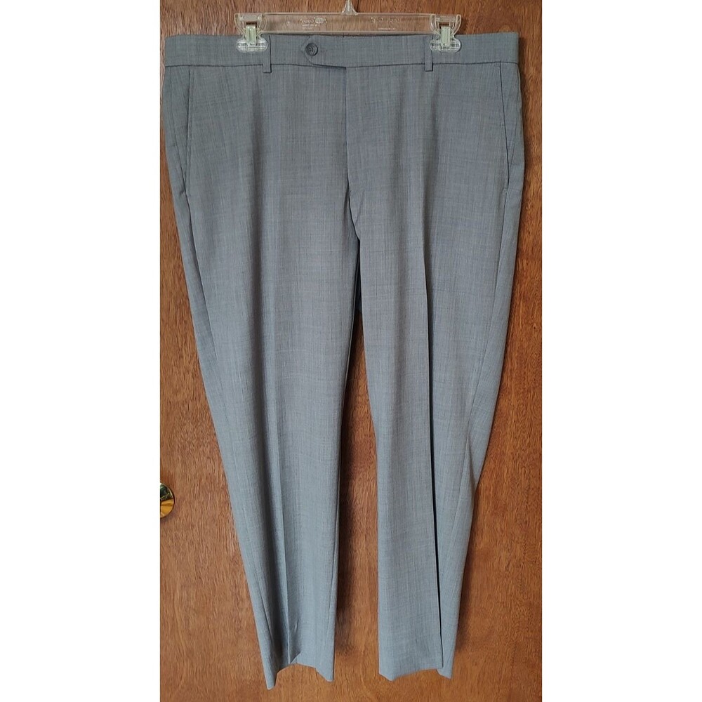 BALLIN Super 120's Wool Comfort-EZE gray flat front pants sz 36 x 29.5